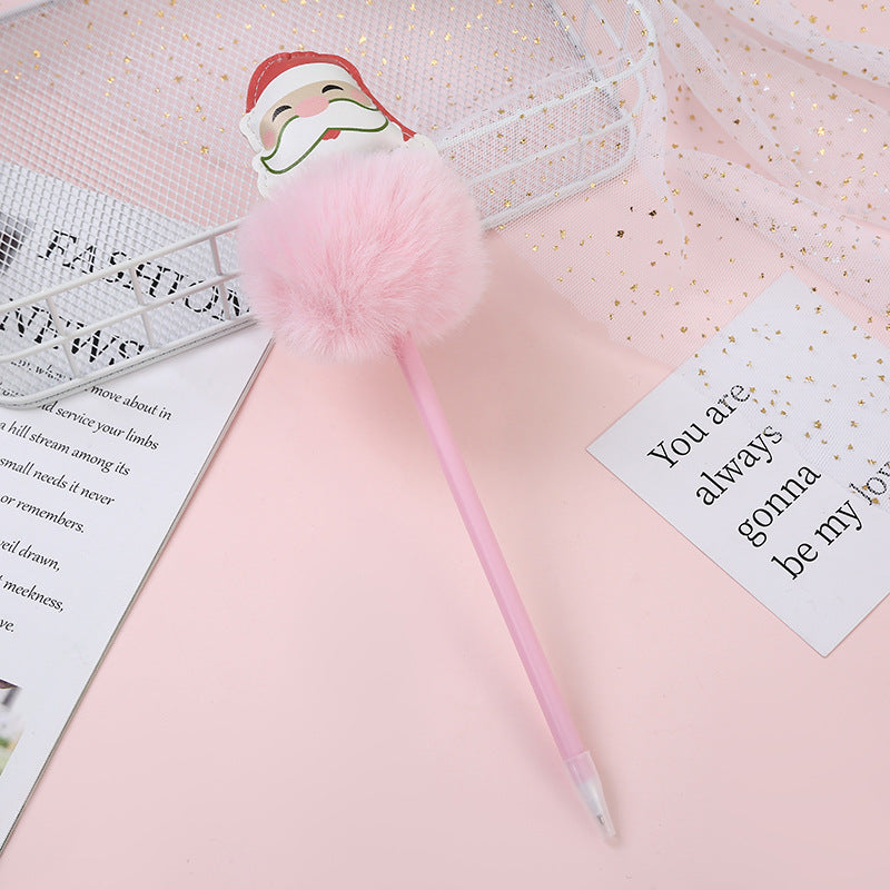 Wholesale Christmas Plastic Plush Cartoon Ballpoint Pen